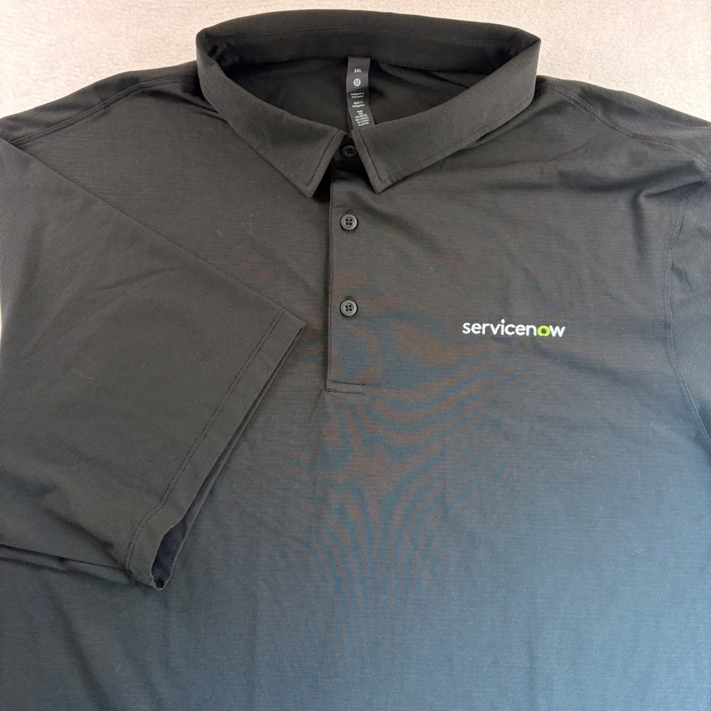 Lululemon Evolution Polo 3XL Black ServiceNow Logo Slim Fit Performance Shirt